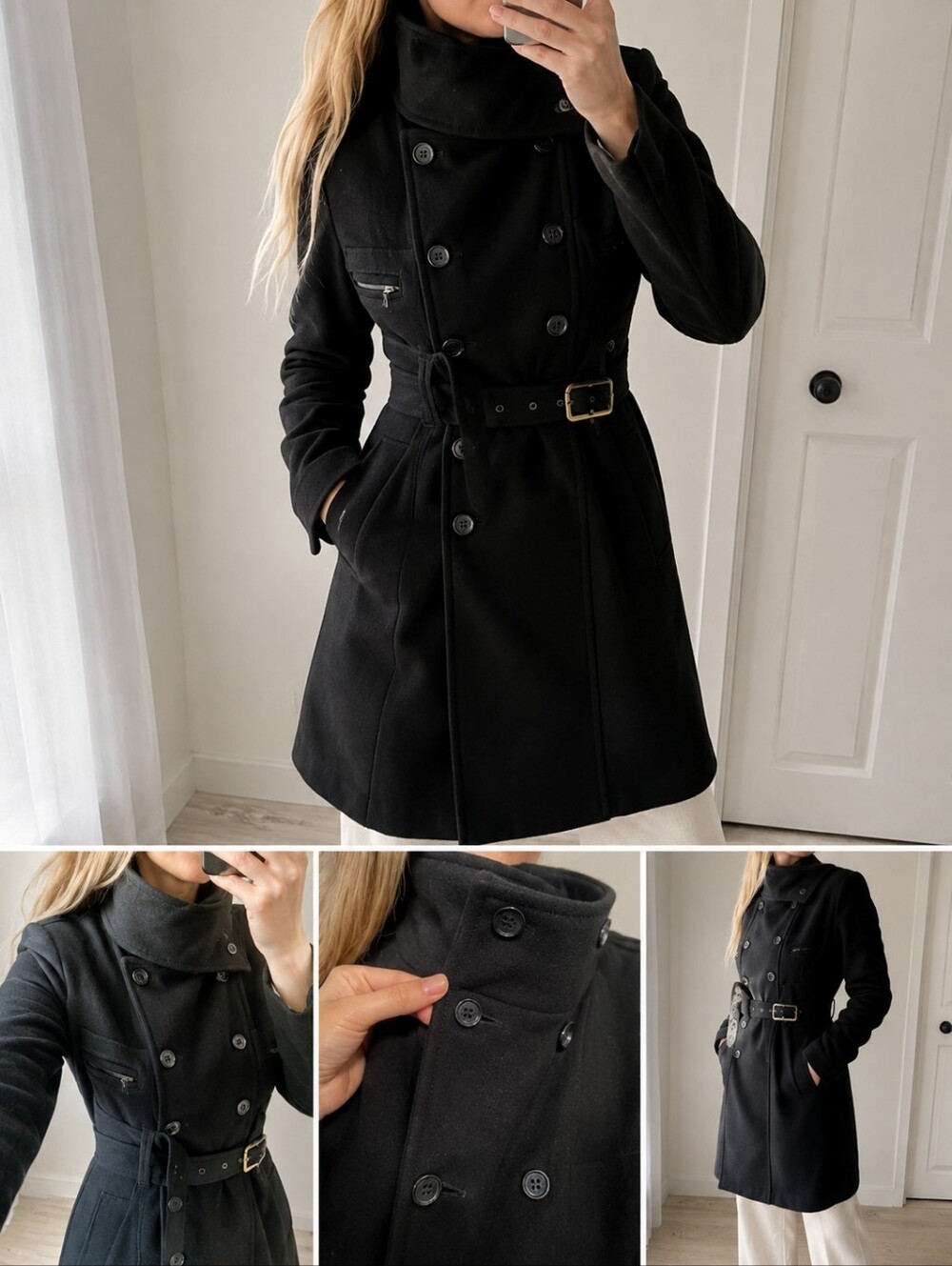 Bcbgmaxazria BCBG Max Azria Wool long black double breasted coat size XS